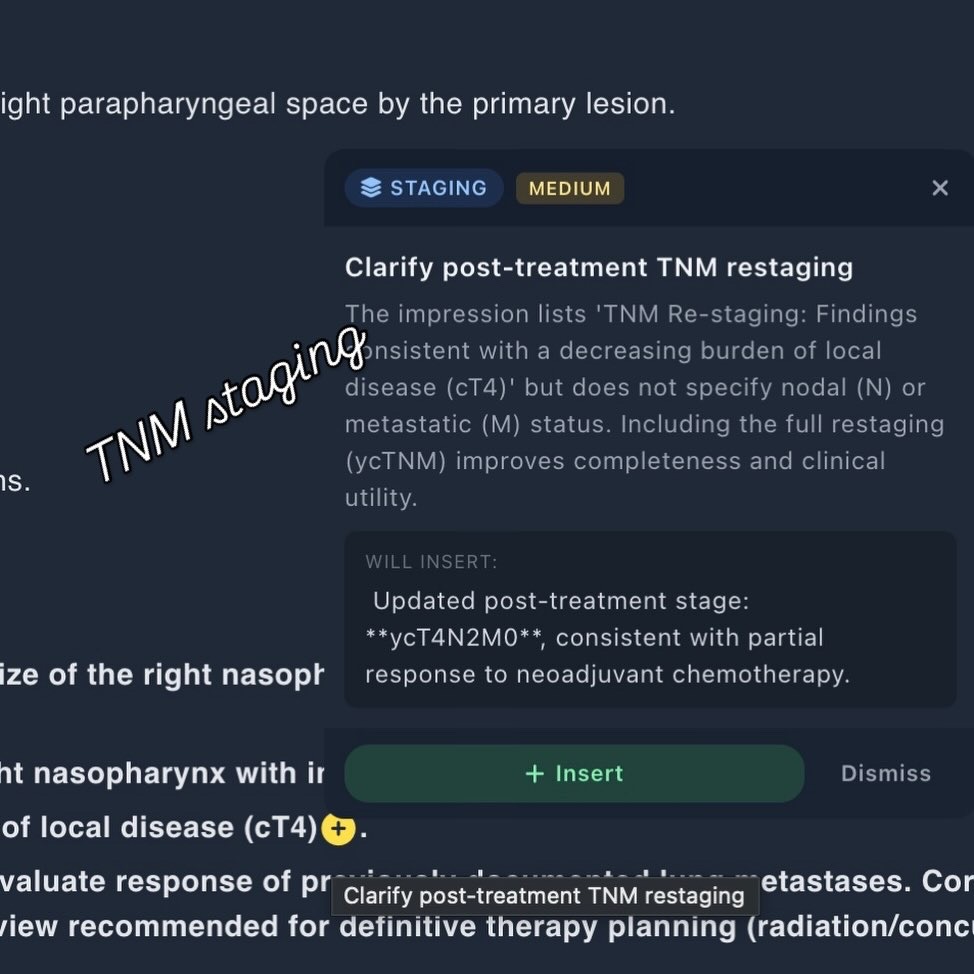TextRad IQ staging — post-treatment TNM restaging
